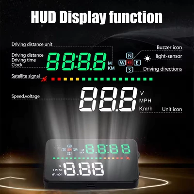 A3 3.5inch Car Hud Head-Up Display Projector Gps Speedometer Obd2 Car Speed Warning