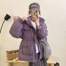 2025年新款羽绒服女中长款韩版时尚休闲连帽收腰小个子白鸭绒外套