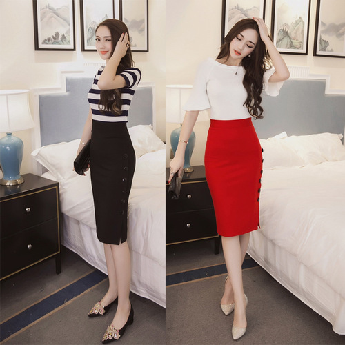  European and American Women's Fashion Versatile Fitted Bodysuit Skirt with Slits Plus Size Semi-Body Skirt AliExpress Best Selling Professional Skirt