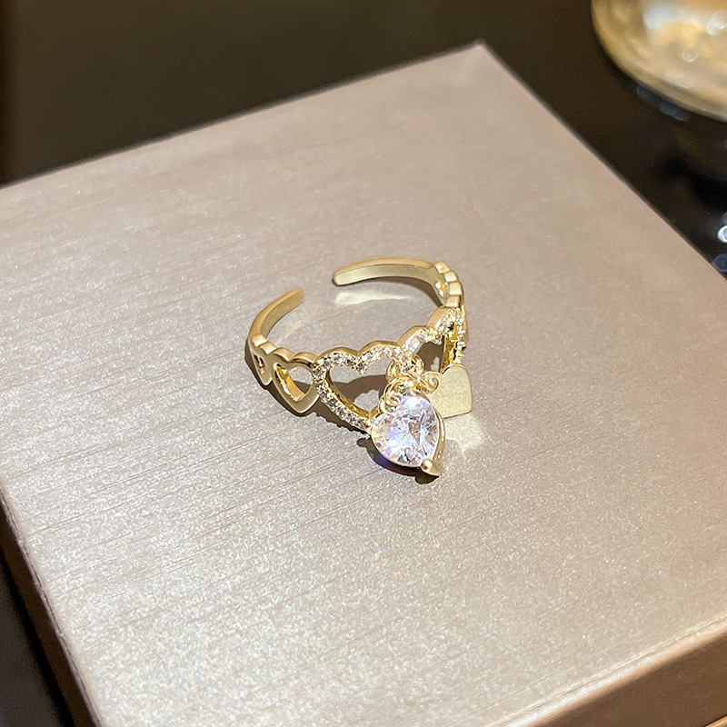 Modern Style Heart Shape Metal Plating Zircon Womenu0027S Rings 1 Piece
