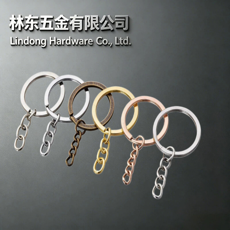 Full-Size Keychain with Chain, Flat Ring, Embossed Ring, Keyring, Hanging Chain, Bead Pendant