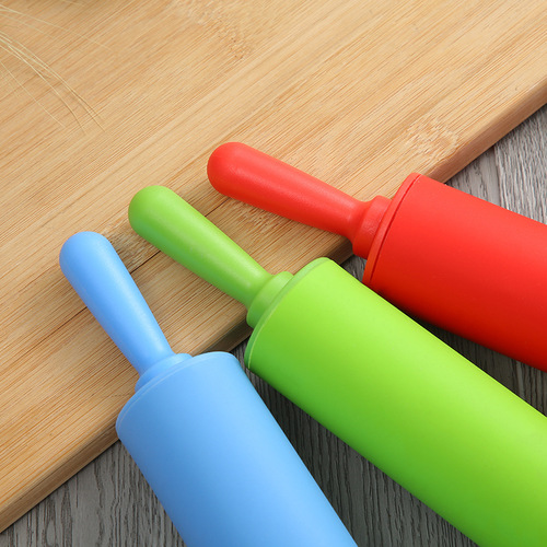 Dropshipping silicone rolling pin flour stick medium roller plastic head rolling pin suitable for children