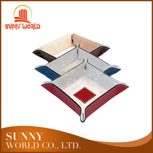 Key Storage Leather Tray Desktop Storage Tray Living Room Special Decorative High-End Pu Leather Foldableable Storage Tray