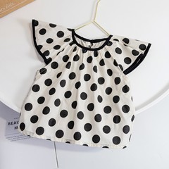 2023 Girls' Summer Outfit New Korean Style Children's Short Sleeve Baby Dress Polka Dot Sleeveless Shirt Little Girl Top Trendy