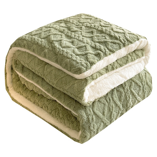 Thick Warm Taffeta Winter Blanket Lamb Wool Fleece Blanket Single Double Student Dormitory Milk Wool Filling Direct Manufacturer Sale