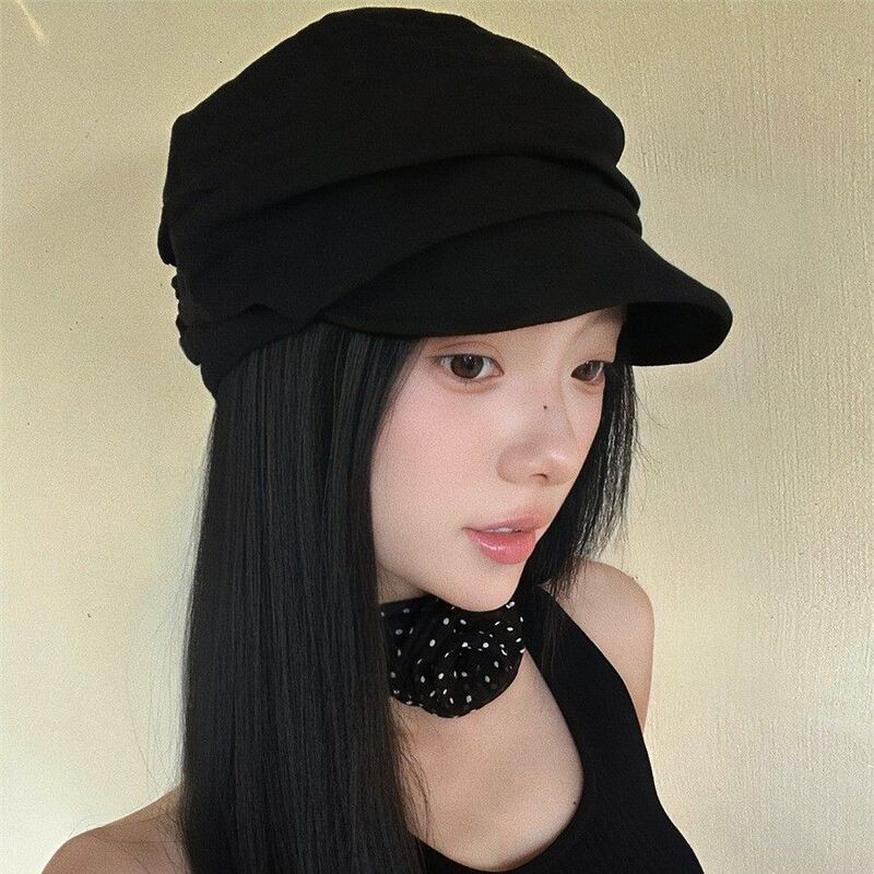 Thin, Breathable, Washable Linen Pleated Design Octagonal Hat That Enhances the Appearance of the Face, Equestrian Hat Thin, Breathable, Washable Linen Pleated Design Octagonal Hat That Enhances the Appearance of the Face, Equestrian Hat