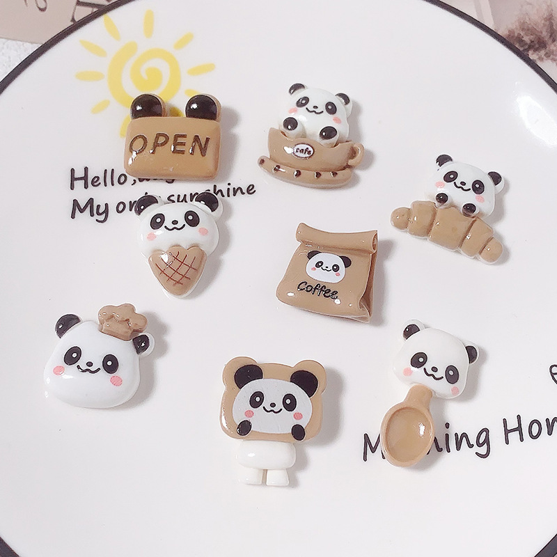 Tocado infantil DIY accesorios de resina accesorios de joyería cuchara panda zapatos de café taza de agua pegada crema accesorios pegamento