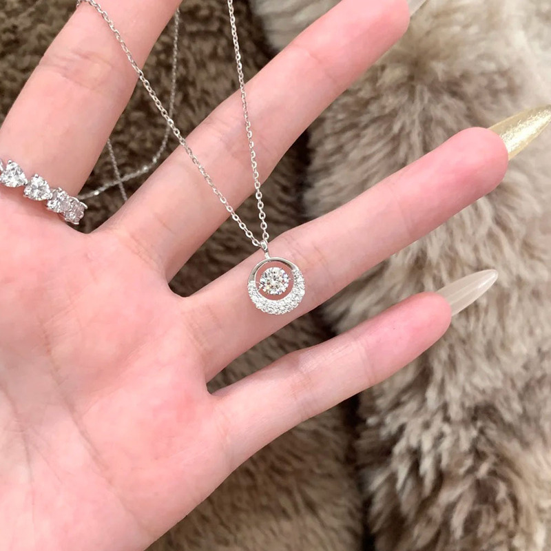 Silver diamond-encrusted beating heart necklace, 2026 new model, light luxury exquisite style, niche design, custom clavicle chain Silver diamond-encrusted beating heart necklace, 2026 new model, light luxury exquisite style, niche design, custom clavicle chain
