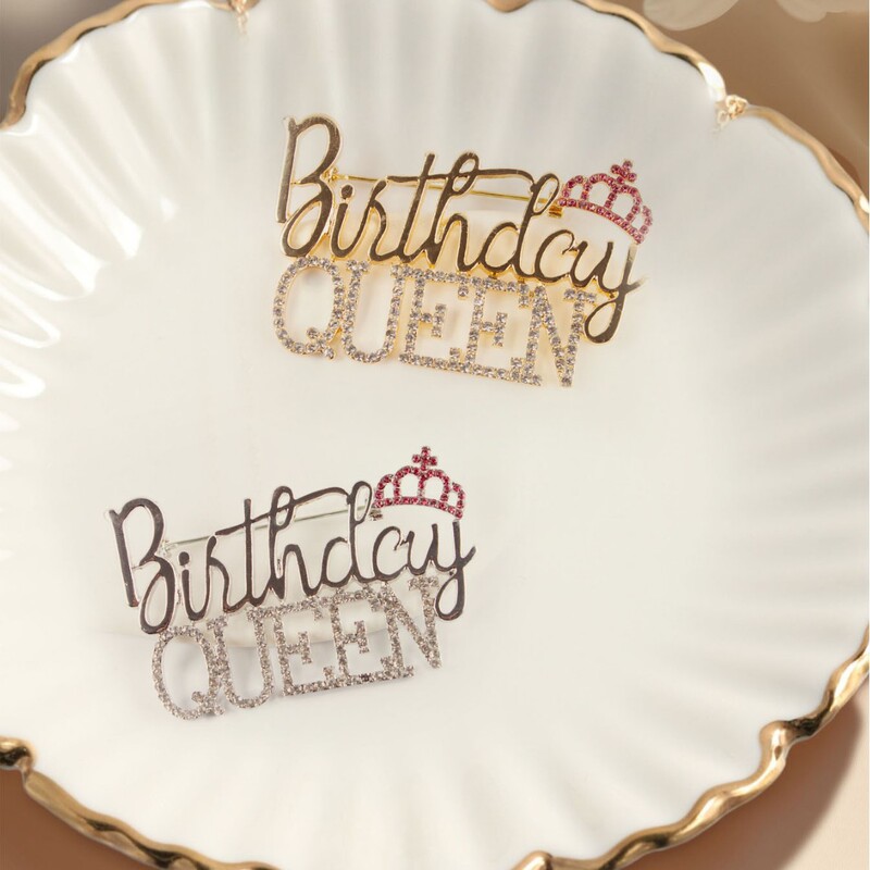 Cross Border Hot Sale Letter Crown Birthday Queen Brooch Ladies Birthday Party Party Accessories Pin