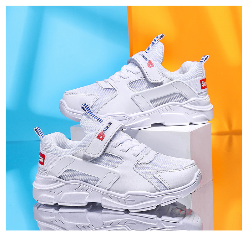 Spring And Autumn New Children's Double Mesh Sports Casual Shoes School Games White Shoes Wholesale display picture 11