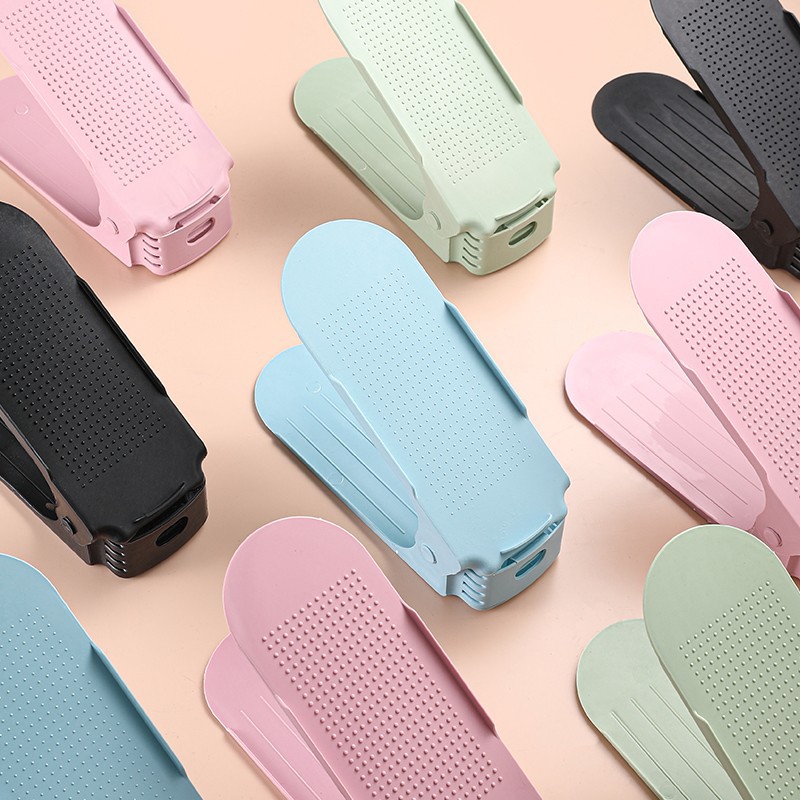 Estante de almacenamiento ajustable de zapatos soporte de zapatos de doble capa dormitorio armario de zapatos acabado estratificado estante de almacenamiento de zapatillas artefacto mágico