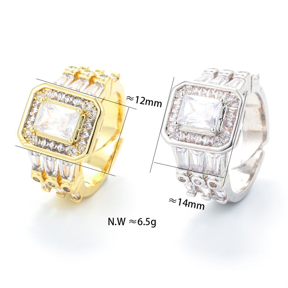 Plating Design Fashion Style Retro Micro-inlaid Zircon Copper Ring