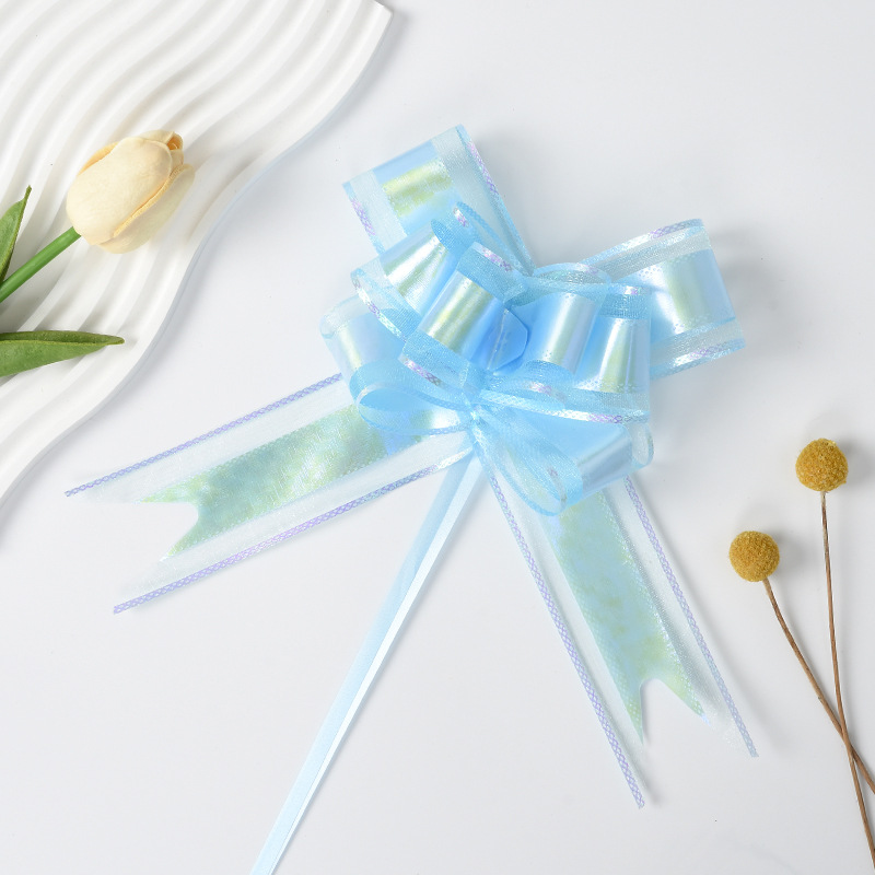 Cross-Border Nuevo 50 gran color Iris patrón tejido hilo de nieve dibujado a mano flor regalo embalaje arco dibujado flor cinta