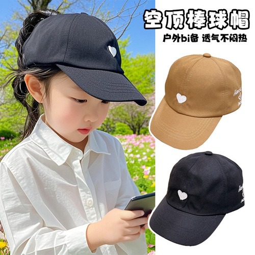 Kids' Hat for Girls: High Ponytail-Ready Sun Visor, Summer UV-Protection, Open-Top Baseball Cap – Perfect for Little Girls to Stay Cool in the Sun