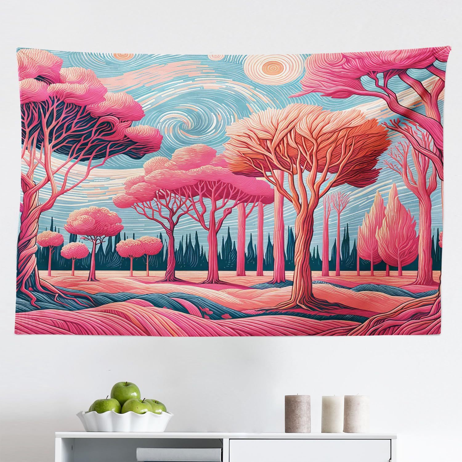 국경 간 침실 핑크 세계 태피스트리 태피스트리 배경 교수형 천 스튜디오 라이브 방송 배경 벽 장식 그림 인쇄