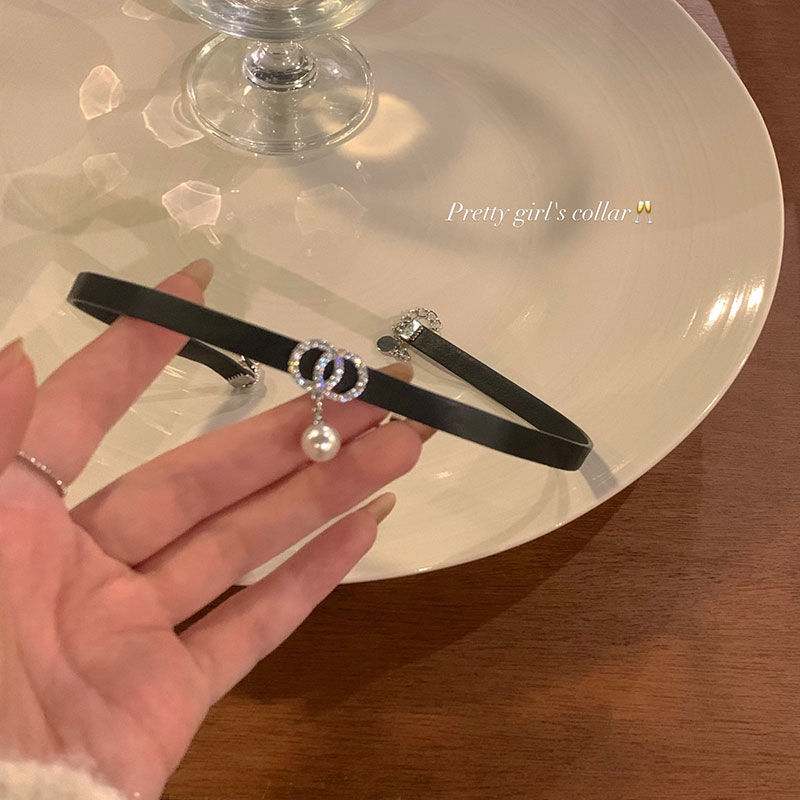 致命浪漫CD字母choker颈链项圈黑色高级感项链时尚项圈气质锁骨链