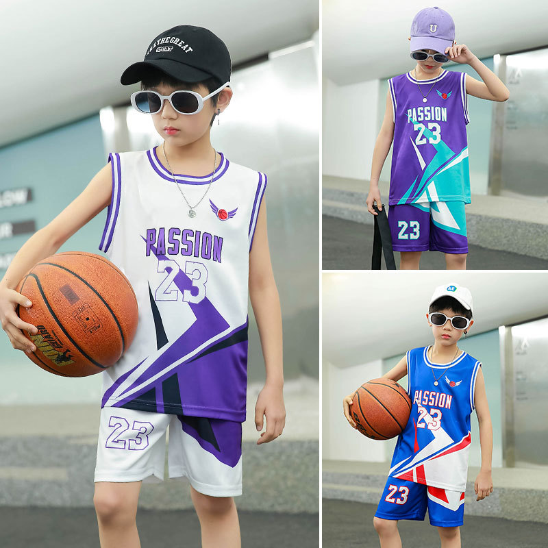 Summer Vest Children's Basketball Clothes suit Boys' Trendy Cool Wear Outdoor Sports Casual Wear Girls' Performance Costume