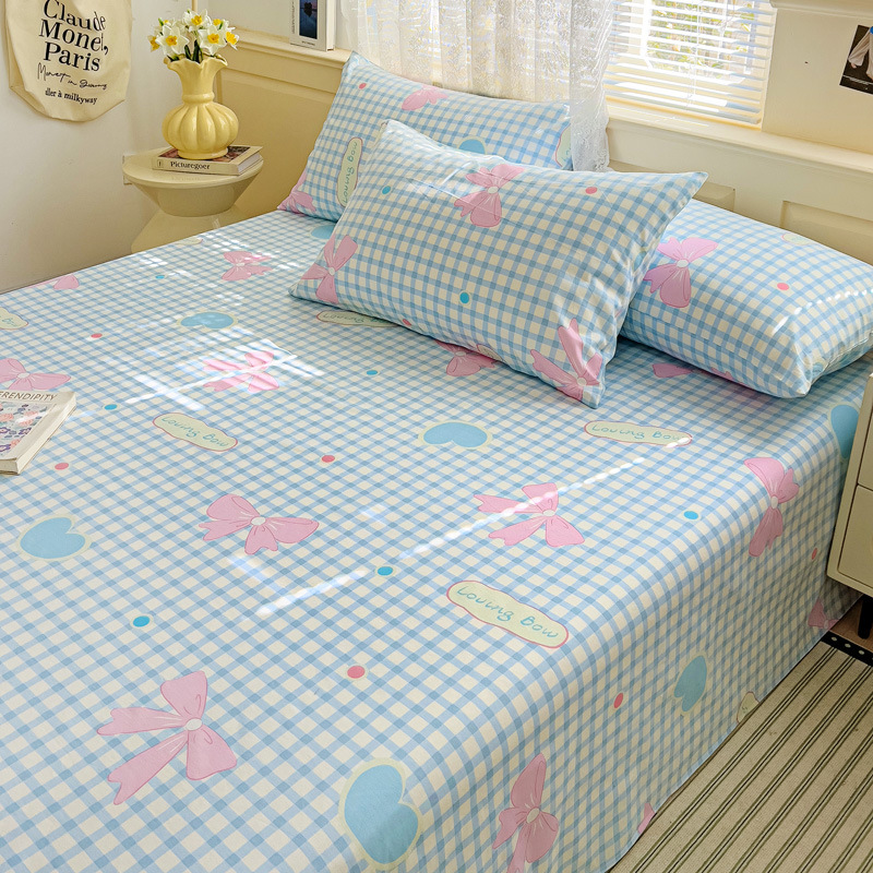 Pequeñas sábanas de algodón floral fresco, una sola pieza de 100 sábanas de algodón, dormitorio doble, traje de tres piezas para estudiantes, cuatro estaciones universales