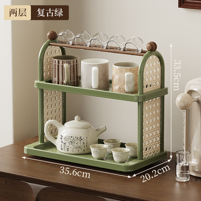 中古风化妆品置物架感轻奢多层收纳架桌面储物架子整理架杯架2025|undefined