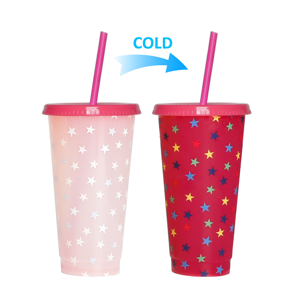 Spot transfronterizo de 710ml taza de plástico de color frío de gran capacidad PP taza de té con leche bebida fría con taza de paja con fábrica de inspección NBCU