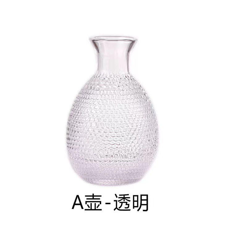 Juego de vino de sake con patrón de martillo japonés, vino de arroz de vidrio para el hogar, vino tibio, copa de sake, jarra de vino caliente, taza de vino pequeña al por mayor