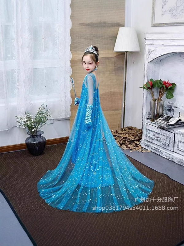 外国貿易クロスボーダーアナと雪の女王の正規版の女の子の艾莎の王女のスカートの夏の愛莎のワンピースの子供の誕生日のドレス|undefined
