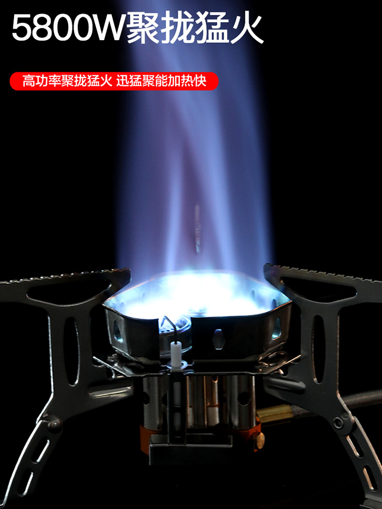 Estufa de exterior con llama potente, estufa de gas portátil para picnic, utensilios de cocina para acampar, quemador a prueba de viento, estufa de gas butano para acampar