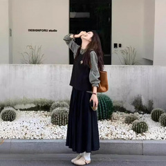 学院の風の韓劇の気前がよくてきちんとしている2つのスカートの女性はまたaがまた颯々とスーツの春の服装の1セットの早春に着ます。