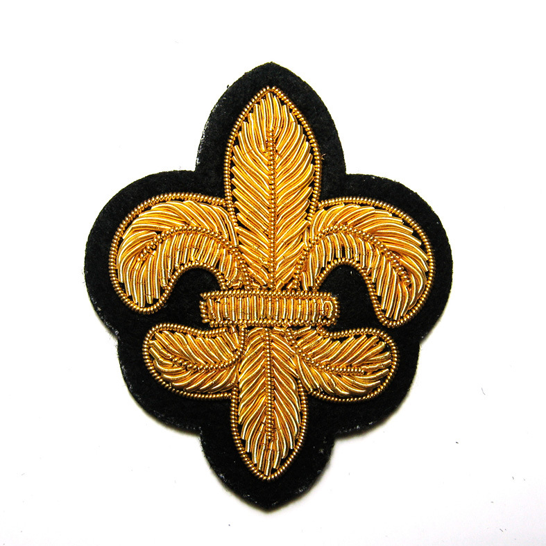 经典款式印度丝手工绣章小剑花30*37MM(金/银色现货供应)