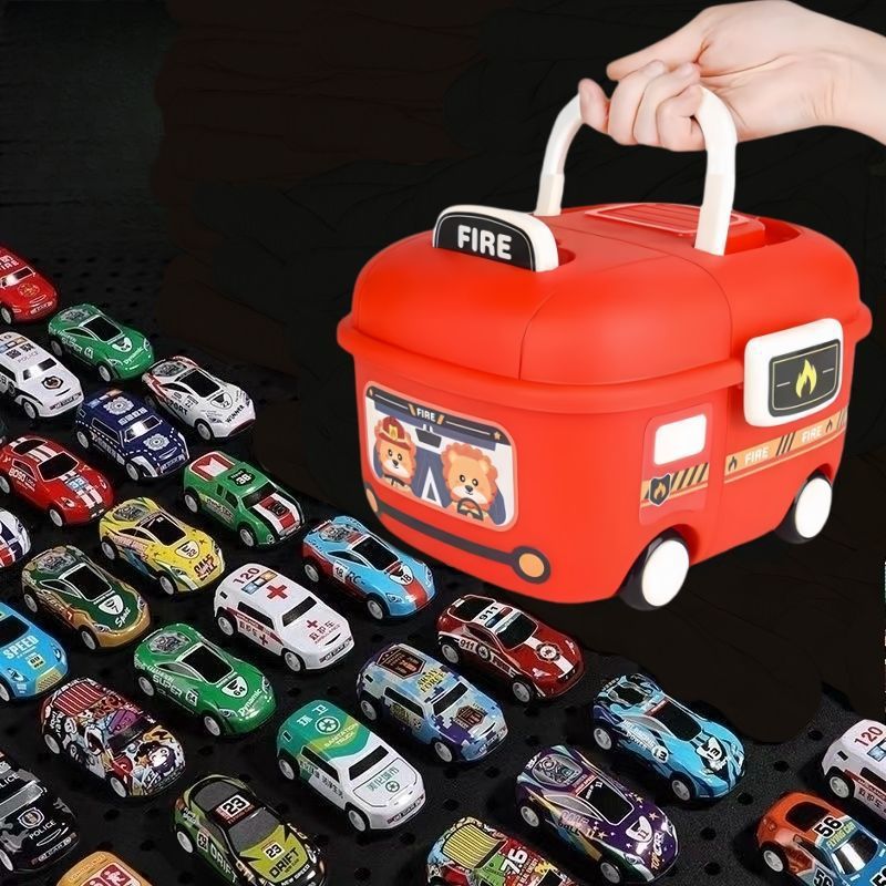 Coche de aleación de hierro con caja de almacenamiento conjunto de simulación de metales modelo de coche de carreras juguetes al por mayor