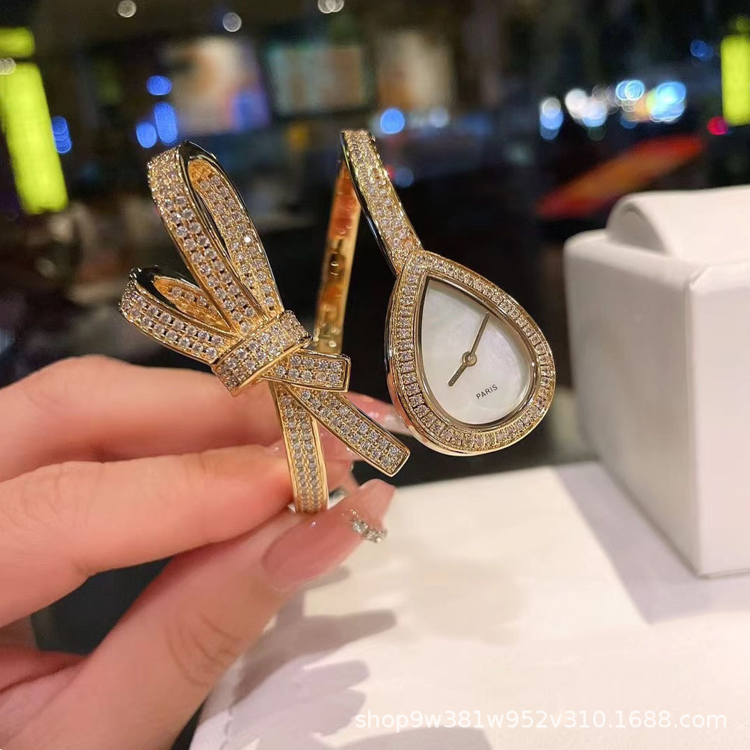 New Personalized Fashion Bow Bracelet Watch with Diamond Zirconium Diamond Women's Watch Elegant High-end Exquisite Quartz Watch