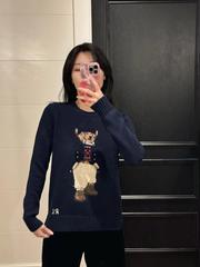 ポニー ~ 秋冬新作Rクラシック刺繍風衣重工熊復古風ゆるいニットプルオーバー