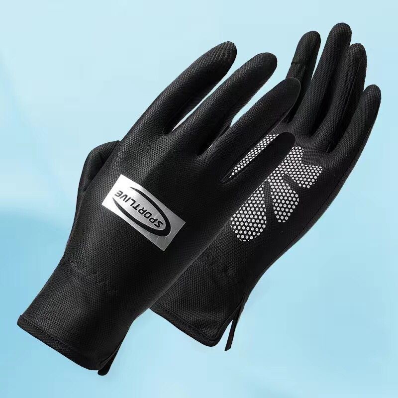 Guantes de protección solar para mujer delgados protección UV al aire libre transpirable dedo completo antideslizante conducción guantes de dedo de fuga de seda de hielo