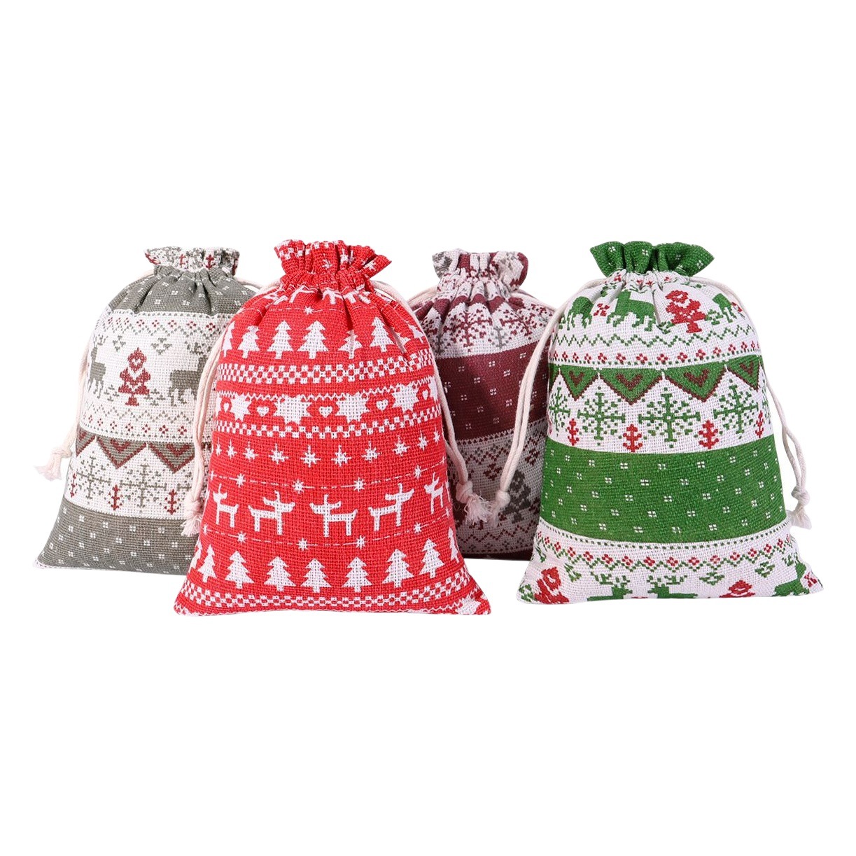 En stock algodón y lino con cordón bolsa de lazo Navidad ropa bolsa traje Navidad 1-24 caramelo chocolate bolsa de embalaje