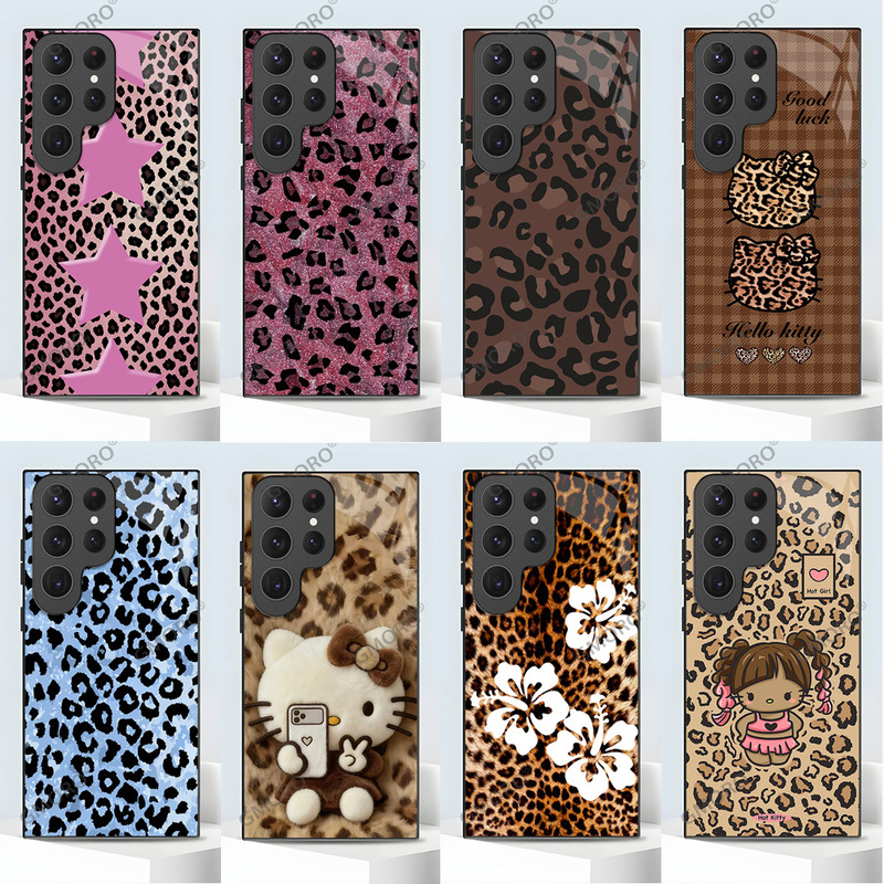 Personalized Brown High-End Leopard Print Suitable for Samsung S25Ultra Mobile Phone Case A56 Glass Case S20 Hard Shell Protective Cover