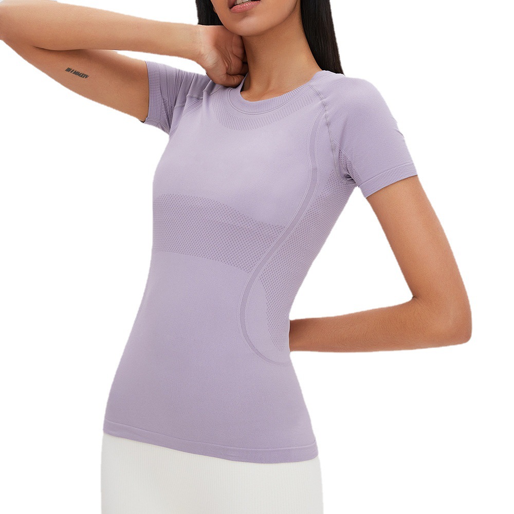Yoga sin costuras deportes superior ropa de yoga básica del todo partido Camiseta deportiva ropa de fitness yoga transpirable de manga corta