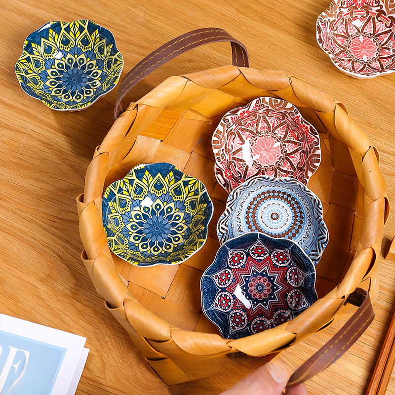 Japanese-style small snacks soy sauce and vinegar seasoning dish hot pot household dipping plate ceramic tableware creative taste plate small plate dish