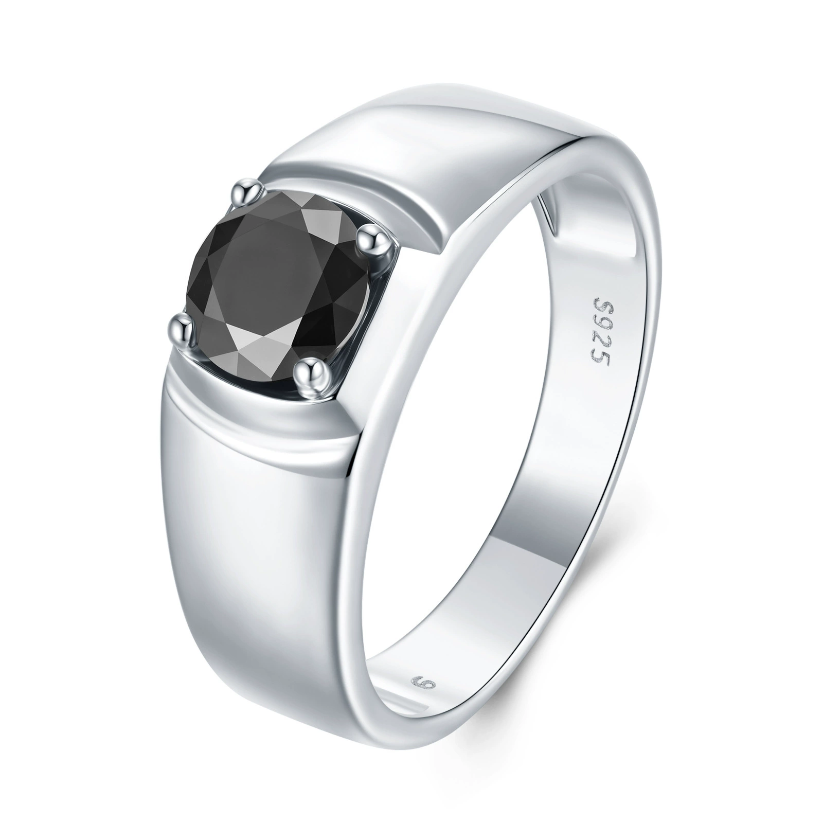 Classic black ring, platinum accessory stainless steel, European style, light luxury style, high-quality style, silver 925 sample