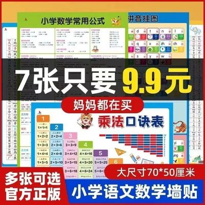 children study Poster baby Early education Pinyin Multiplication Formulas young Join Wall stickers