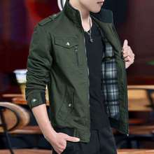 男士外套加绒加厚纯夹克韩版潮流修身帅气百搭工装上衣褂子