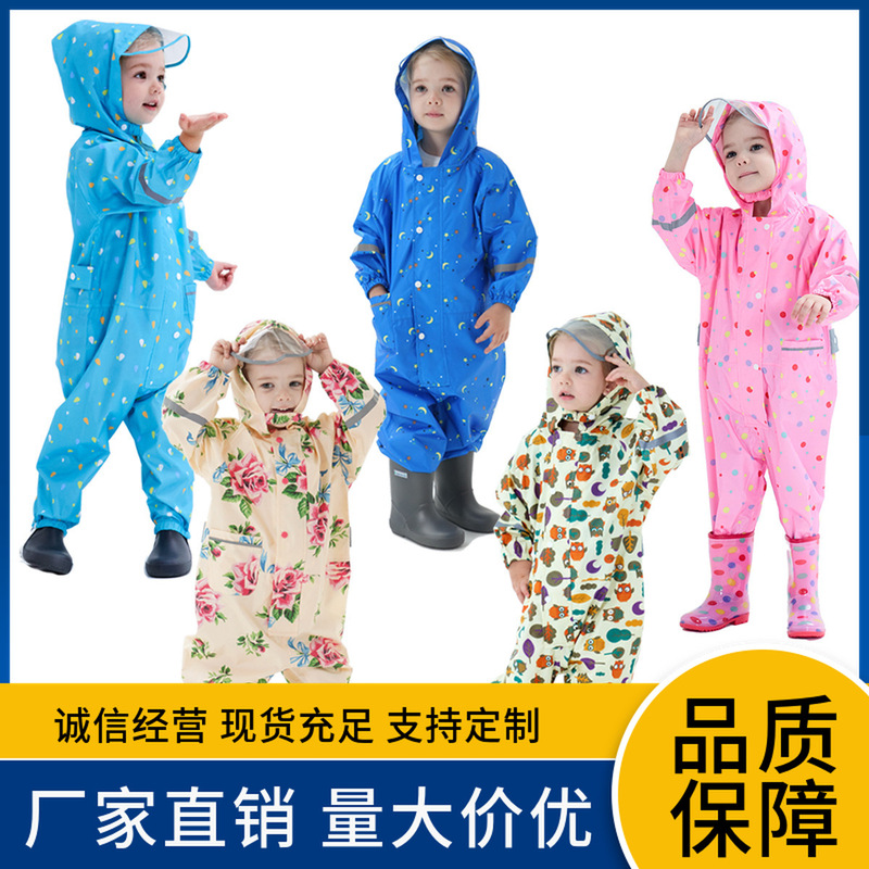 Manufacturer of Children's One-Piece Raincoat and Rain Pants, Thin Hooded Rain Poncho for Boys and Girls, Baby Waterproof and Windproof Rainwear