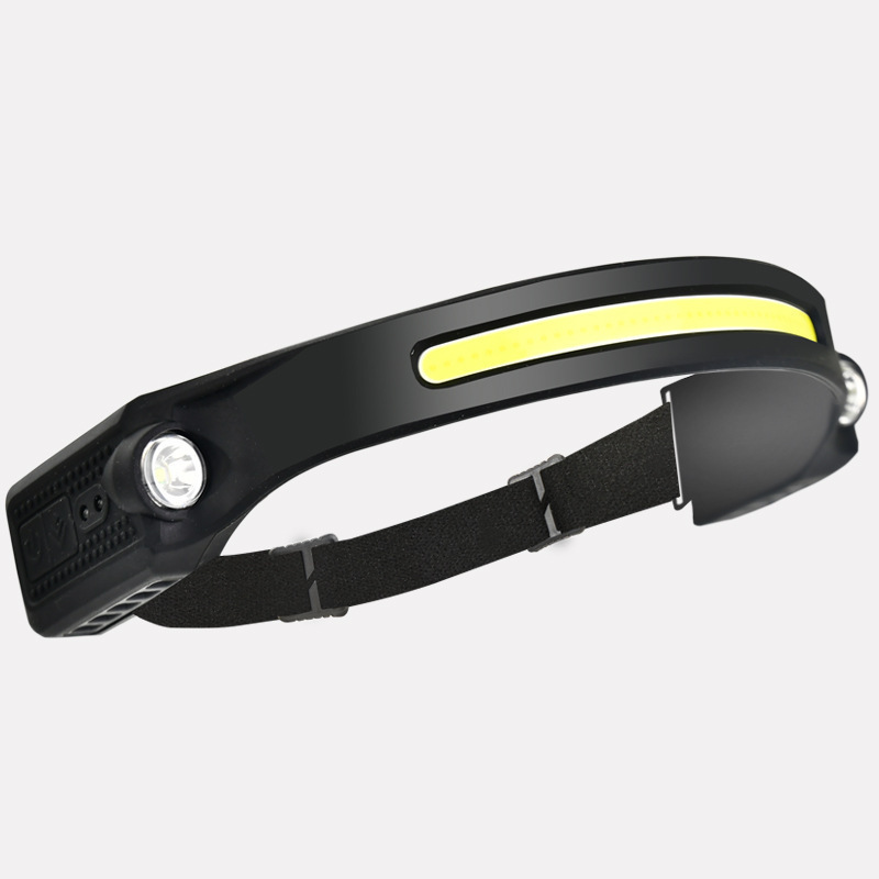 Cross-border new silicone induction headlight USB charging LED red white yellow light outdoor running fishing COB headlight