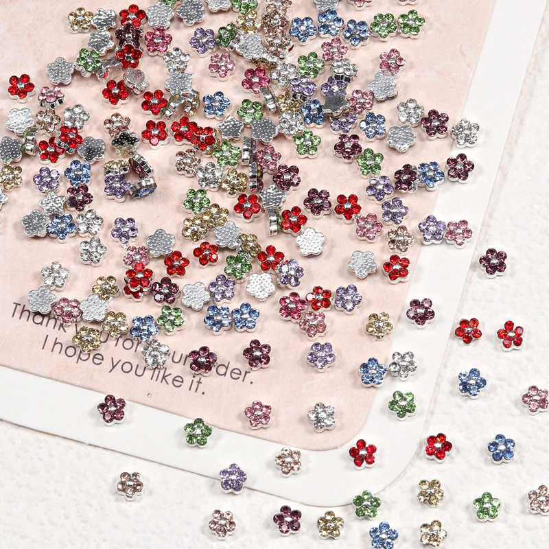 Nail Art Mini Metal Flower Decorations Spring and Summer New Style Sparkling 3D Rhinestone Finished Nail Decorations Wholesale