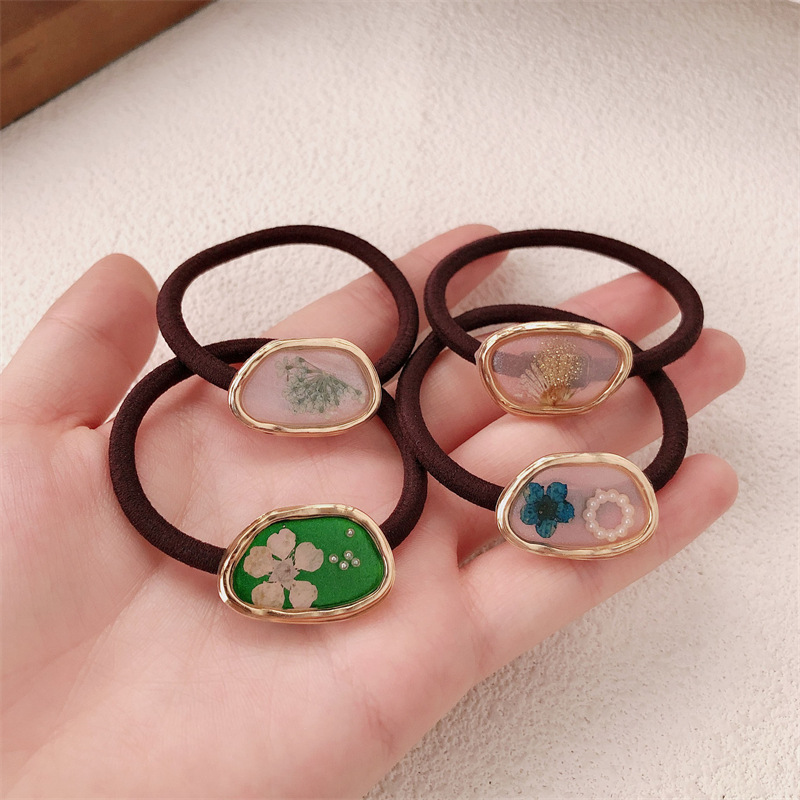 Hecha a mano anillo de pelo de flores de aleación de niña dulce cuerda de cabeza nueva alta elasticidad correa de cabello de cola de caballo adornos para el cabello