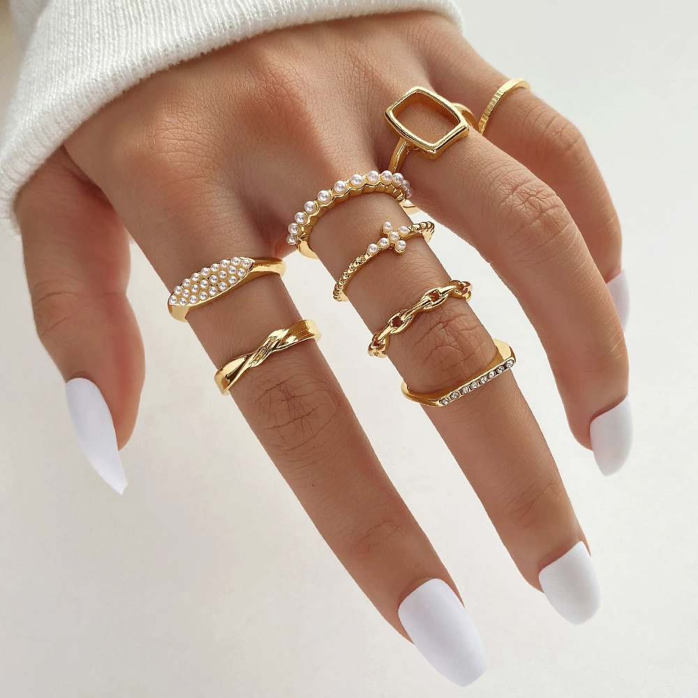 (Cross-border trading), multi-joint ring, set pearl solar-powered, 23 pieces