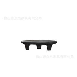 侘寂风鹅卵石茶几黑色创意网红茶几设计师小户型客厅现代极简茶几