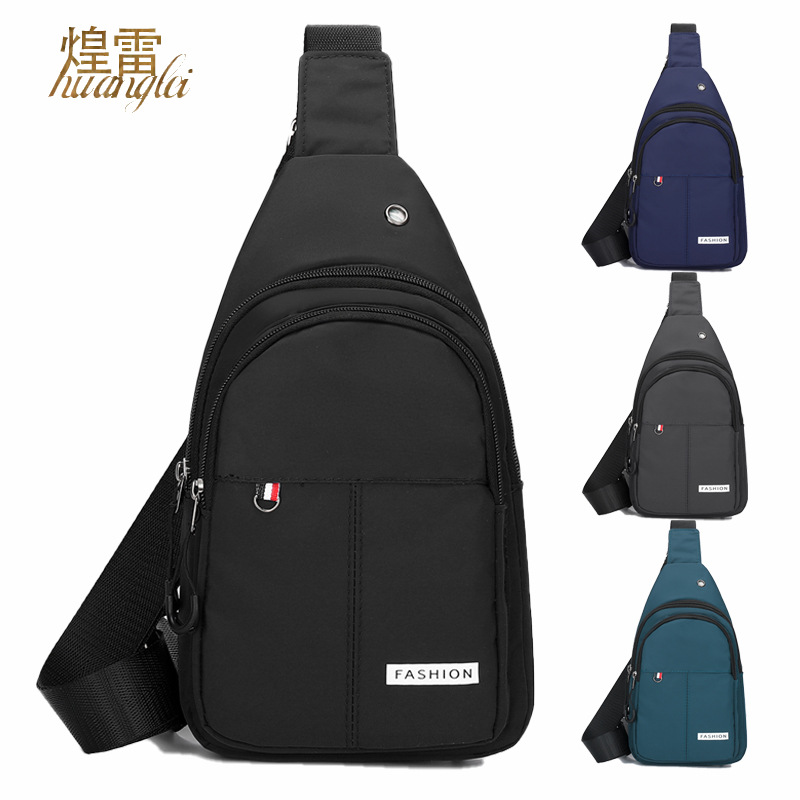 [Envío gratis para muestras] bolso de pecho de los hombres solo hombro crossbody documento bolso de los hombres color sólido impermeable Oxford tela crossbody mochila