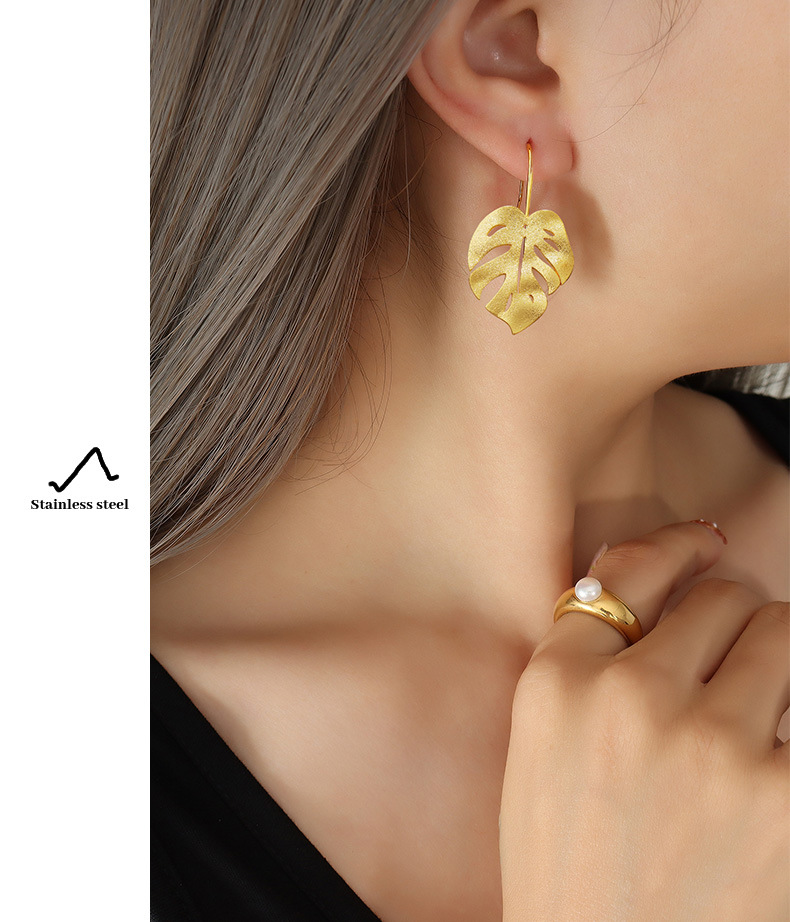 Tropical Leaf Copper Earrings Plating Copper Earrings