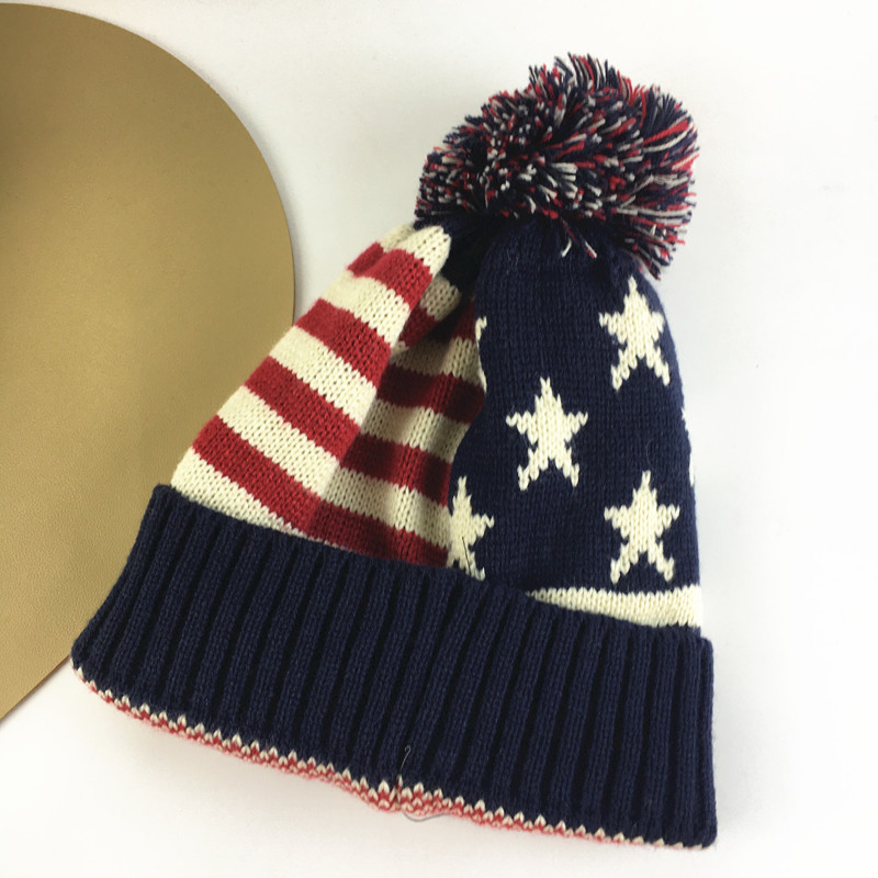Unisex Cute hairball knitted hat Autumn Winter men's and women's trends Star striped warm woolen hat pullover hat_voghion.com