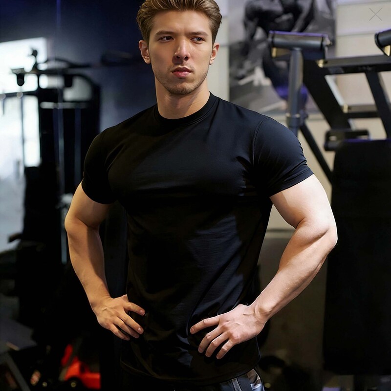 Men's High-Elastic Cotton Fitness T-Shirt, Summer Slim-Fit Round-Neck Short-Sleeve Muscle-Shaping Sports Base Shirt Men's High-Elastic Cotton Fitness T-Shirt, Summer Slim-Fit Round-Neck Short-Sleeve Muscle-Shaping Sports Base Shirt